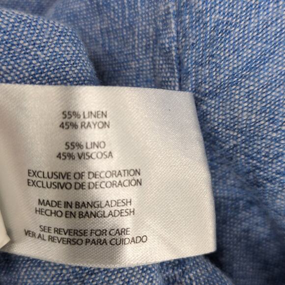 Orvis Women's XL Blue Linen Blend Button Up Shirt, Pearl Buttons Coastal Beachy - Picture 5 of 6